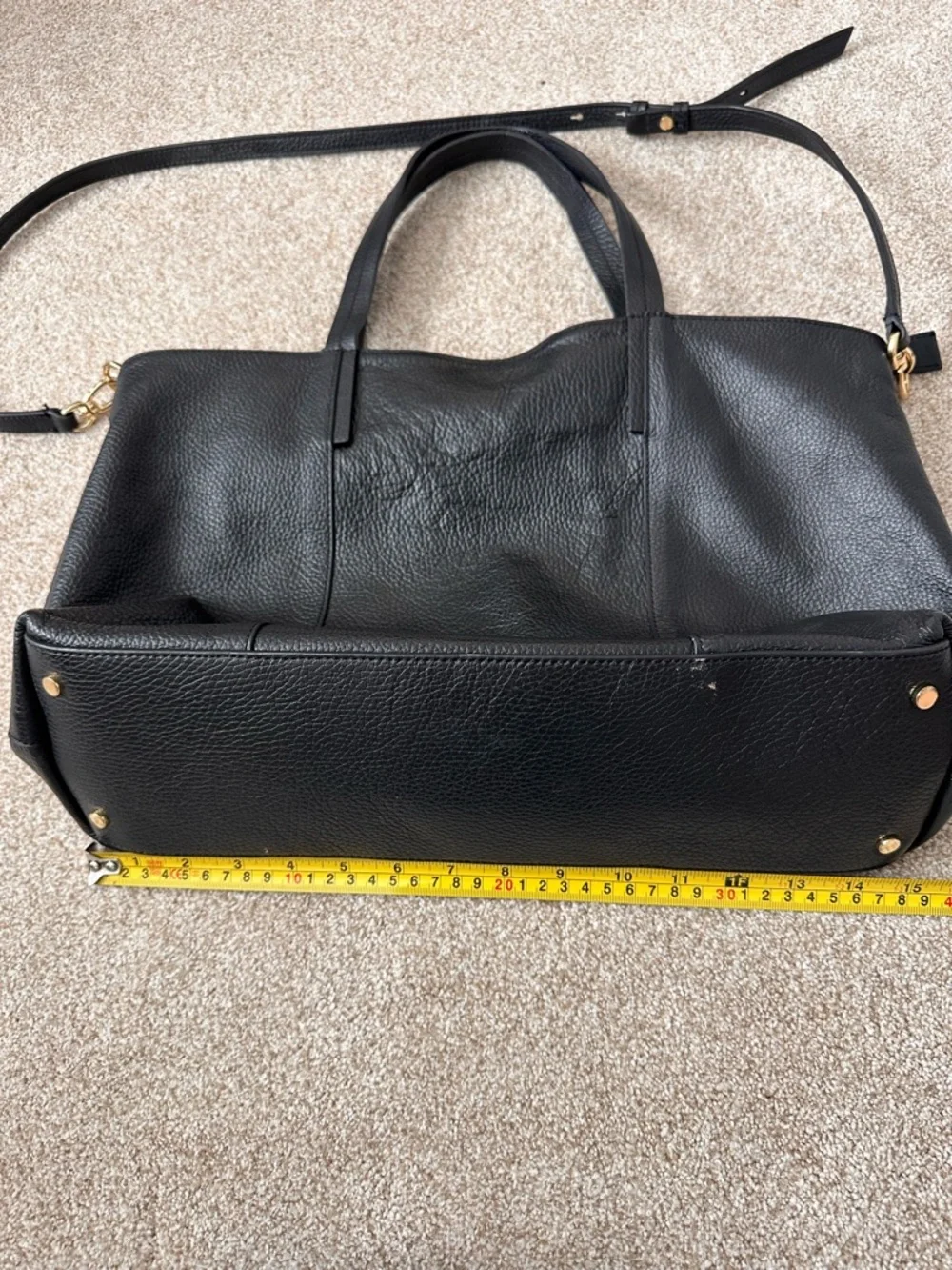 Banana Republic Black Pebbled Leather Tote Removable Strap - Picture 9 of 11